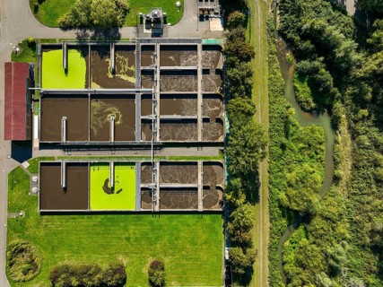 Datteln, North Rhine-Westphalia, Germany - Wastewater treatment at the Datteln sewage treatment