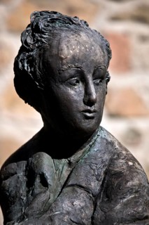 Portrait head Georg Büchner by Karl Henning Seemann, bronze, patinated, Giessener Köpfe, Altes