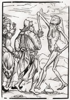 Der Tod kommt für den ungläubigen Ehemann Aus Der Todten Tanz oder Der Tanz des Todes, Basel 1843,
