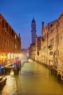View from the bridge 'Riva degli schiavoni' over to the church 'Chiesa di San Giorgio dei Greci' at