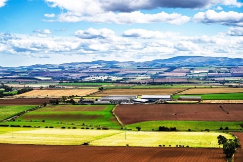 Scottish fields and farms, Southeast Scotland, UK