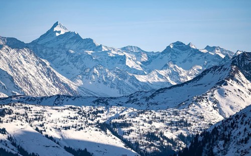 Grossglockner summit in winter, view from Hohe Salve, Tyrol, Austria