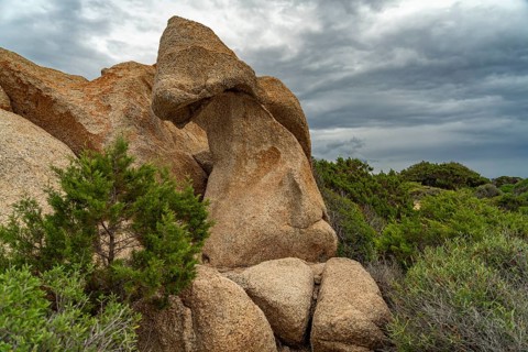 Rock formation on the coast near Tizzano, Sartene, Corsica, France