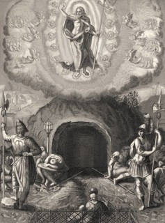 The Resurrection of Jesus, New Testament, steel engraving 1853, digitally restored