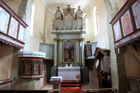 Romania, chancel of the Romanesque hall church of the fortified church of Viscri, German German