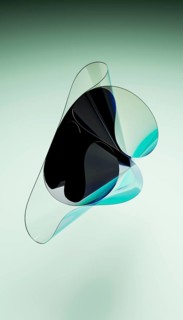 Abstract image featuring smooth, glass shapes with soft, translucent layers. The design has gentle
