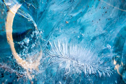 Structures in glacial ice, ice cave, glaciers, Vatnajökull, winter, Iceland, Scandinavia
