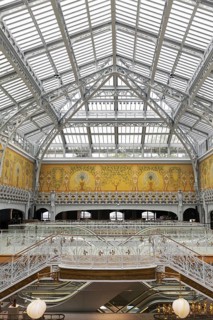 La Samaritaine, Art Nouveau luxury department store, historic glass dome with peacock fresco,