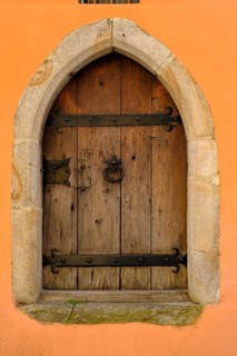 Old door, Inn side, Passau, Lower Bavaria, Bavaria, Germany