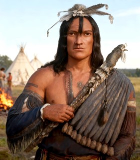 Racist image of humanity from the 19th century, type of a Native American, also called Indian,