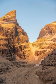 Sunset, mountain valley, Cima Sella and Bocca di Tuckett, Brenta Mountains, Brenta, Brenta-Adamello