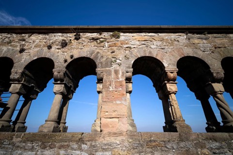 Palace arcades, historic imperial palace, castle district, old town, Bad Wimpfen, Kraichgau,