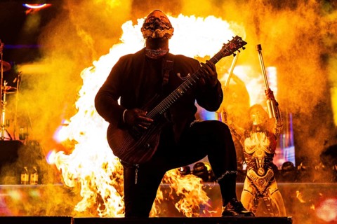 Ryan Sitkowski, guitarist of Motionless in White live on The Afraid Of The Dark Tour at Swiss Life