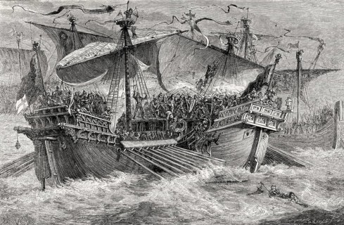 English capturing the French flagship, The Battle of Sandwich, or Battle of Dover, on 24 August