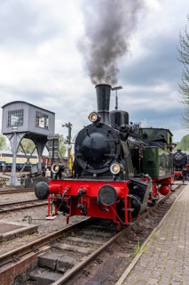 Three-axle steam locomotive Lower Saxony visiting the Bochum Railway Museum, museum days weekend,