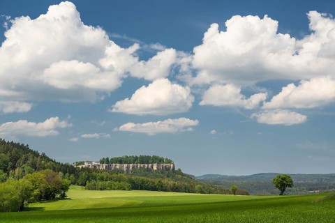 View of Königstein Fortress, Saxon Switzerland, Saxony, Germany, May 2024