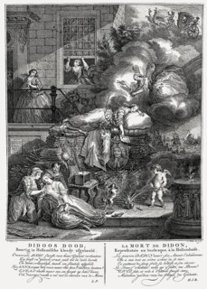 The Death of Dido a burlesque by Simon Fokke after Cornelis Troost