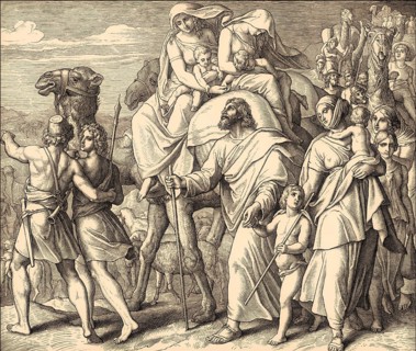 Jacob Flees Laban, Old Testament, by Julius Schnorr von Carolsfeld, 1860