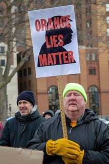 Lansing, Michigan USA - 5 February 2025 - People rally at the Michigan state capitol to oppose