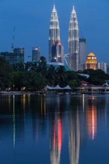 KUALA LUMPUR, MALAYSIA, JUNE 19: Petronas Twin Towers in twilight on June 19, 2011 in Kuala Lumpur.