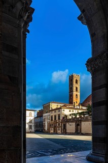 View of Piazza San Martino, historic city centre, Lucca, Tuscany, Italy