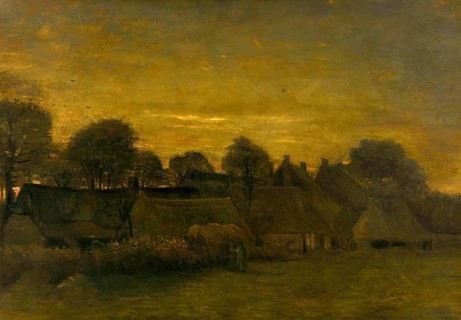 Farming Village at Twilight (1884), Farming Village at Twilight (1884), Painting by Vincent Willem