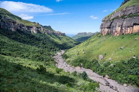 Riverbed in Tugela Gorge or Tugela Gorge, Drakensberg National Park, KwaZulu Natal, South Africa