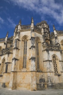 Partial view of 14th century built Santa Maria da Vitoria Monastery, Batalha, Portugal