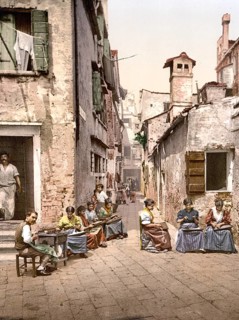 Ein Hof, Calle dell Angelo a San Martino, Venice, Italy, Historic, digitally restored reproduction