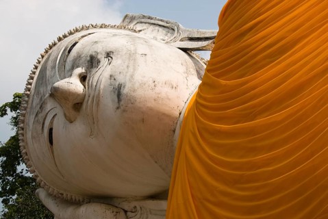 Reclining Buddha at Wat Khun Inthapramun temple near the city of Ang Thong, Thailand, Asia,
