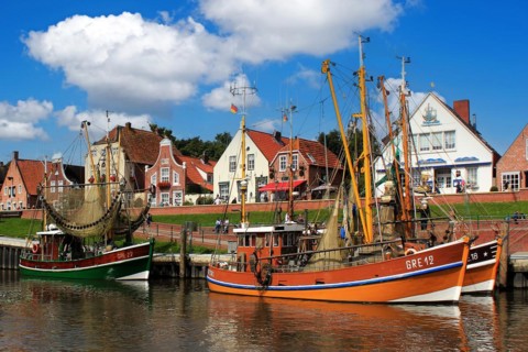 The harbour of Greetsiel in East Frisia, East Frisia, Lower Saxony, Federal Republic of Germany