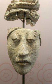 Face and headress of dignitary, from Hormiguero, Late Classic period, Mayan archaeological museum,
