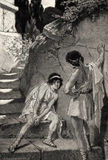 ACT II, SCENE I., Orestes and Pylades, scene from Iphigenia in Tauris, Johann Wolfgang von Goethe