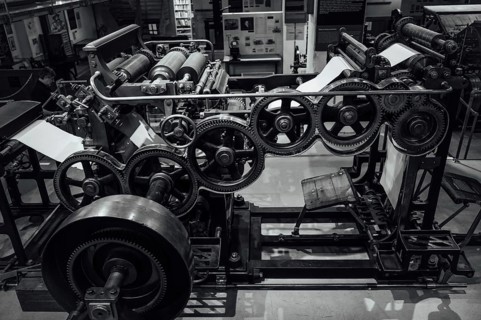 PRAGUE, CZECHIA - MARCH 25, 2023: National Museum of Technology on the picture paper making machine