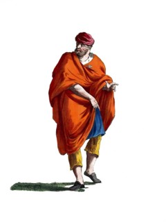 Historical clothing, fashion over time, summer dress of a Moor of Morocco, 1695, digitally restored