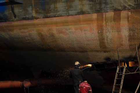 Izmir, Turkey. January 15th 2015. Ship breaking yards of Aliaga, Izmir, Turkey