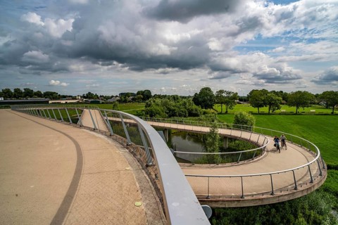 Ramp on the Liniebrug, bicycle and pedestrian bridge over the Amsterdam-Rhine Canal near the