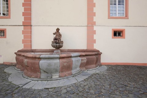 Wandbrunnen, Schlosshof, courtyard, castle, Weilburg, Taunus, Hesse, Germany