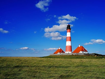 The lighthouse of Westerhever near St. Peter Ording, Westerheversand, Schleswig-Holstein, Federal