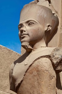 Luxor, Egypt. February 12th 2009 Stone Pharaonic portrait Pharaonic inscriptions at the ancient