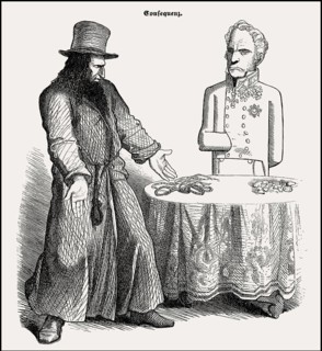Antisemitic caricature on the inconsistent state morality, revolution, 1848/49, Germany