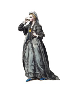 Historical clothing, fashion through the ages, The Secret, symbolic representation by a woman in