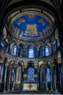 Basilica of Our Lady, Maastricht, Netherlands, magnificent church interior with dome frescoes and