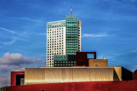 Modern architecture in the city panorama, Rotterdam, the Netherlands