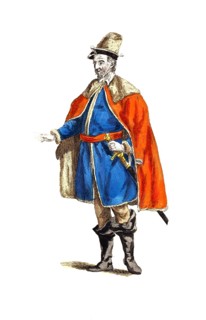 Historical clothing, fashion over time, clothing in Bohemia in 1577, digitally restored