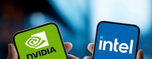 Nvidia and Intel logo is displayed on smartphone