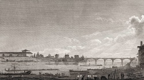 Pont d'Austerlitz, Paris, antique steel engraved print, 1831