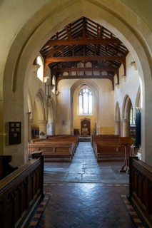 Interior of church of Saint George, Ogbourne St George, Wiltshire, England, UK