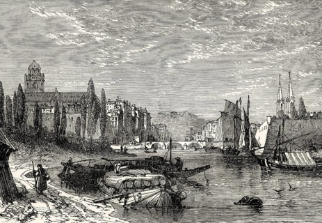 Historical view of Bayonne, early 19th century, department of Pyrénées-Atlantiques,