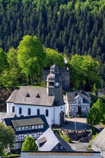 The village of Nordenau, district of Schmallenberg, in the Hochsauerland district, St Hubertus
